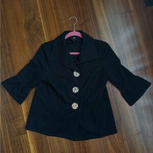 JM Collection Black Top With Gold Buttons